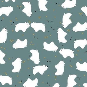 LITTLE POLAR BEARS (on teal)