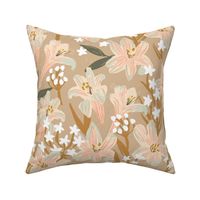 Poolside Lily - Modern Neutral Lily & Milkweed Floral Print