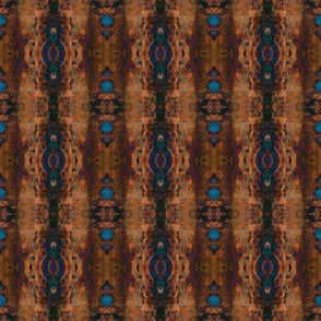 Dark brown and blue, boho ethnic mirrored tribal geometric small
