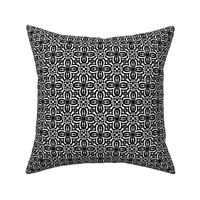 Black and White Damask Quatrefoil Block Print by Angel Gerardo - Small Scale