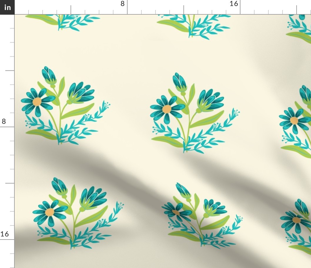 Simple Flowers - # 3 - Turquoise - Photo Tile 