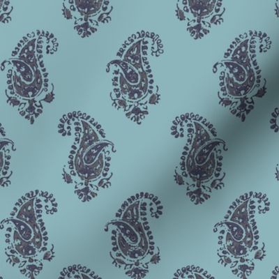 Essential Paisley Navy on Aqua