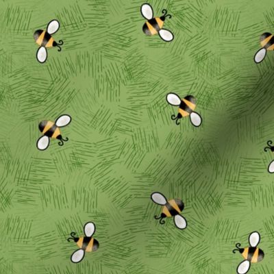 Beekeeping Gnomes Bees scattered on Green