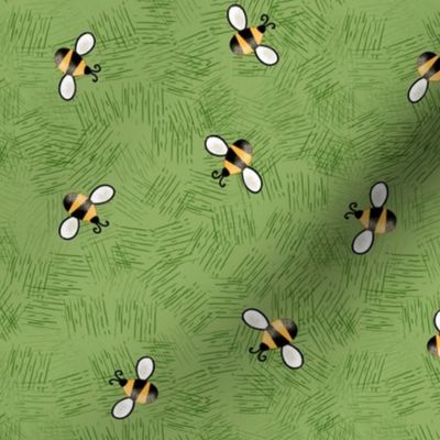 Beekeeping Gnomes Bees tossed on textured green