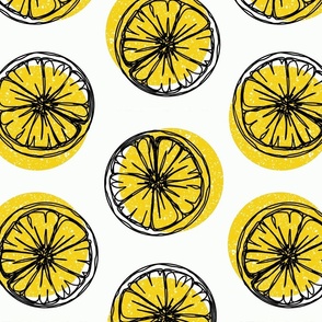 Contour line lemons-yellow-white