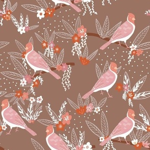 Tropical  birds in taupe