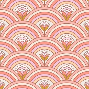 Retro Rainbow Flowers| Pink & Peach