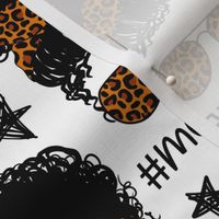 Momlife fabric - trendy woman with leopard print , African American hair