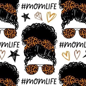 Momlife fabric - trendy woman with leopard print , African American hair
