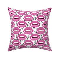 Vampire pink lips fabric WB22 white and black dots Halloween