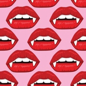 Vampire lips fabric WB22 pink Halloween