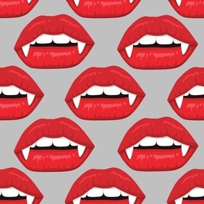 Vampire lips fabric WB22 gray Halloween