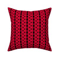 Hearts with Celtic Love Knot and buffalo check stripes - Black on Red