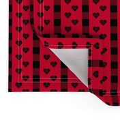 Hearts with Celtic Love Knot and buffalo check stripes - Black on Red