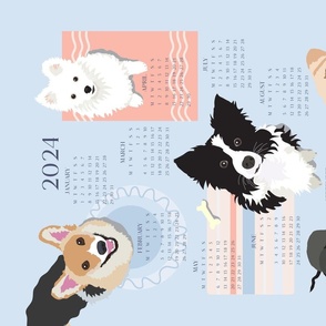 Calendar Dogs Tea Towel 2024