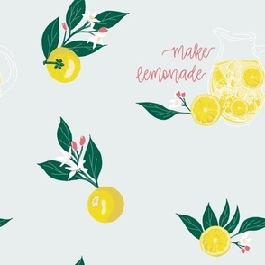 Make Lemonade Citrus Botanical on Light Blue