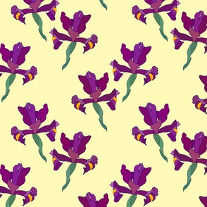 Iris Flutter! (Violet/Plum) - lemon yellow, medium 