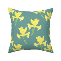 Iris Flutter! (Yellow) - teal green, medium 