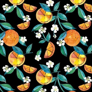 orange blossom on black