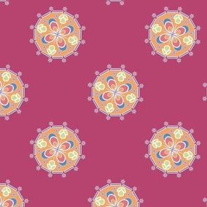 Raspberry Floral Mandala Coordinate