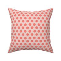 Sketched coral polka dots on pale pink