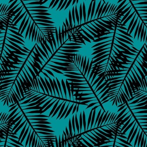 palm leaf black on teal