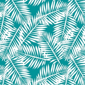 palm leaf white on teal