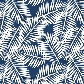 palm leaf white on navy