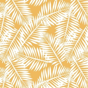palm leaf white on mustard gold