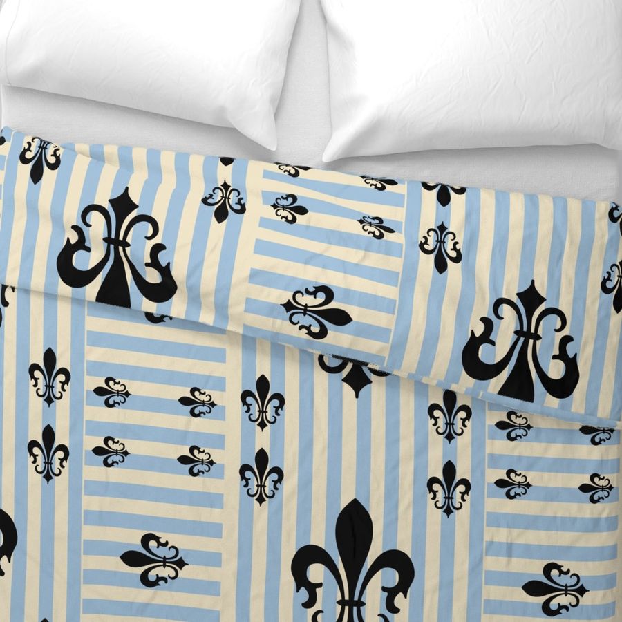 Fleur de Lis Stripe Blue-Gray