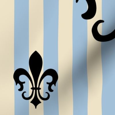 Fleur de Lis Stripe Blue-Gray