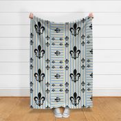 Fleur de Lis Stripe Blue-Gray