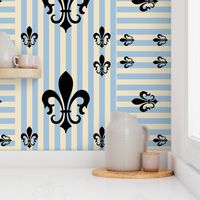 Fleur de Lis Stripe Blue-Gray