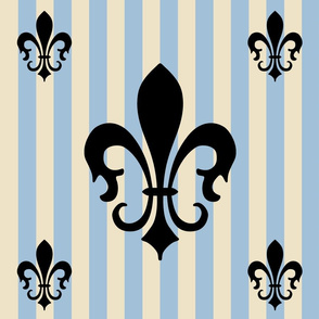 Fleur de Lis Stripe Blue-Gray