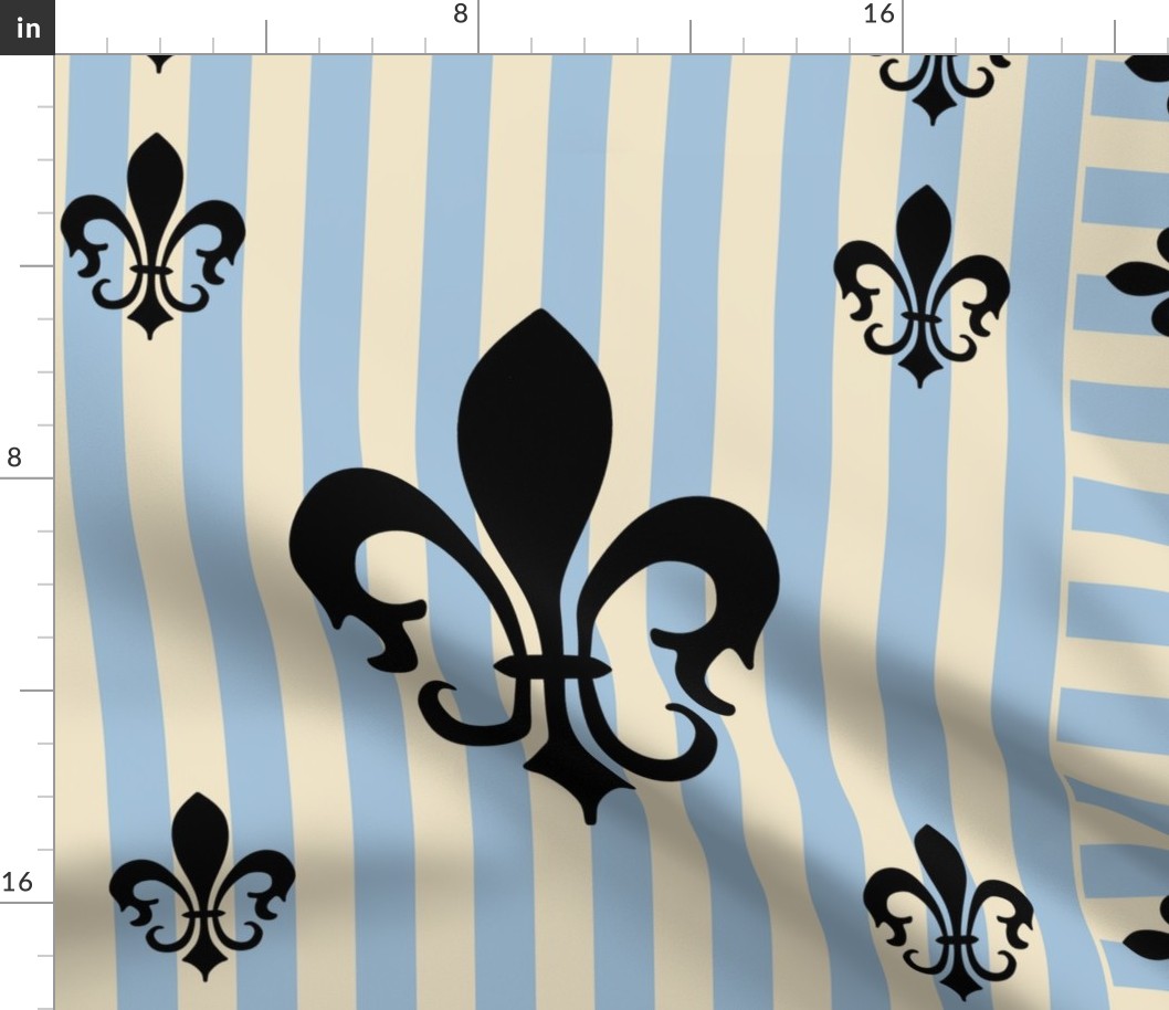 Fleur de Lis Stripe Blue-Gray