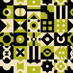Simple Geometrical Pattern with Dots on Green / Large Scale