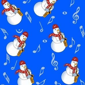 Music Notes Snowman Saxophone Petal Solid Colors Cobalt