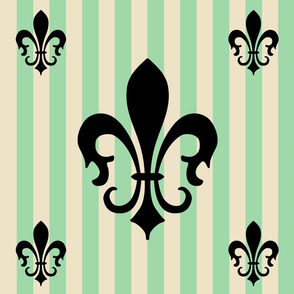 Fleur de Lis Stripe Green