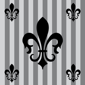 Fleur de Lis Stripe Gray-Charcoal