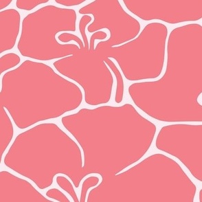 XL Bold Minimalism Floral Abstract Mosaic Coral Pink