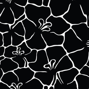 Large Bold Minimalism Floral Abstract Mosaic Black White