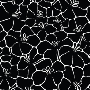 Medium Bold Minimalism Floral Abstract Mosaic Black White