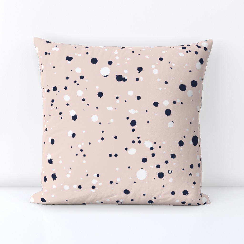 Splatter Dots - Blush Pink, Navy Blue & White