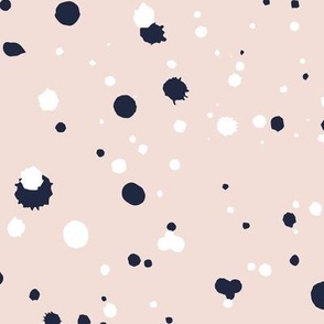 Splatter Dots - Blush Pink, Navy Blue & White