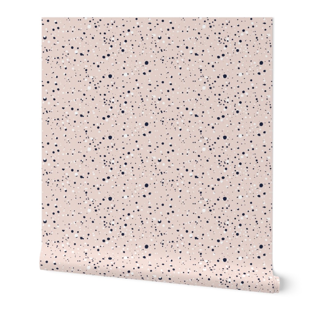 Splatter Dots - Blush Pink, Navy Blue & White - Small Scale