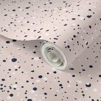 Splatter Dots - Blush Pink, Navy Blue & White - Small Scale