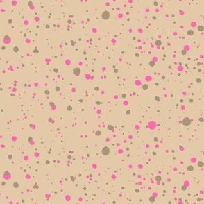 Splatter Dots - Nude, Hot Pink & Taupe - Small Scale