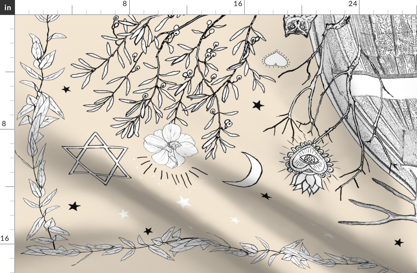 Tree of Life Hand Illustrated Chuppah Cloth