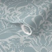 damask with lions, sea glass 12W