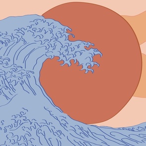 Minimalist The Great Wave off Kanagawa - 27 x 18  Wall Art Print